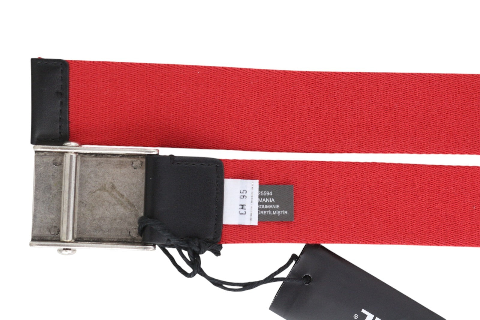 DIESEL B-Metaltape Men Belt 95 CM Red Textile Plate Buckle Closure Casual Logo