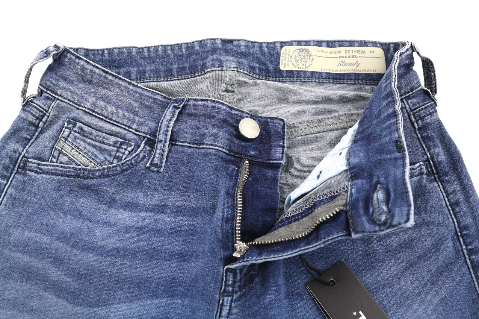 DIESEL Slandy 0681P Women Jeans W26/L30 Super Slim Skinny Blue Stretch Washed