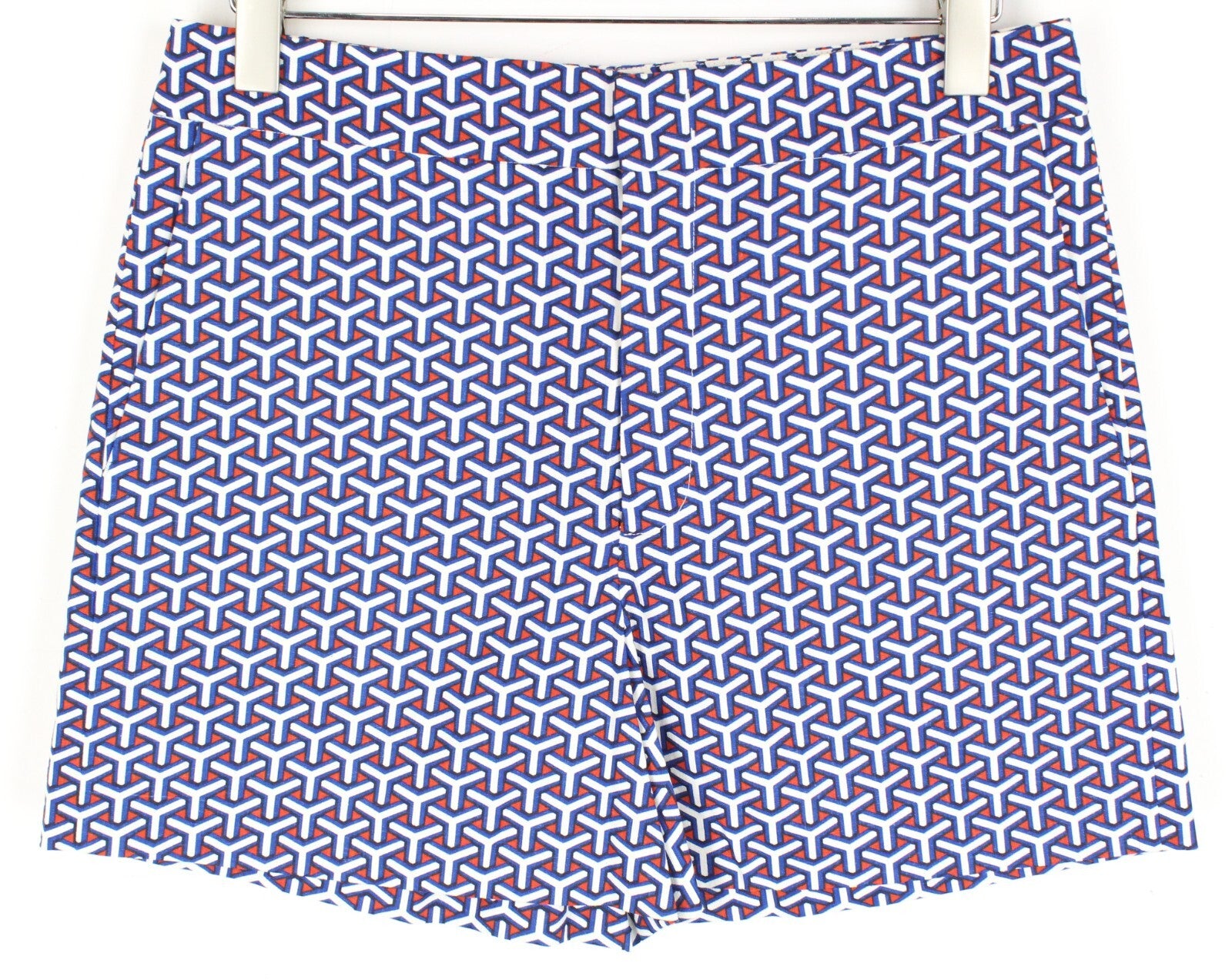 SUITSUPPLY Women's 40 Blue Red White Ornamental Casual Flat Front Shorts