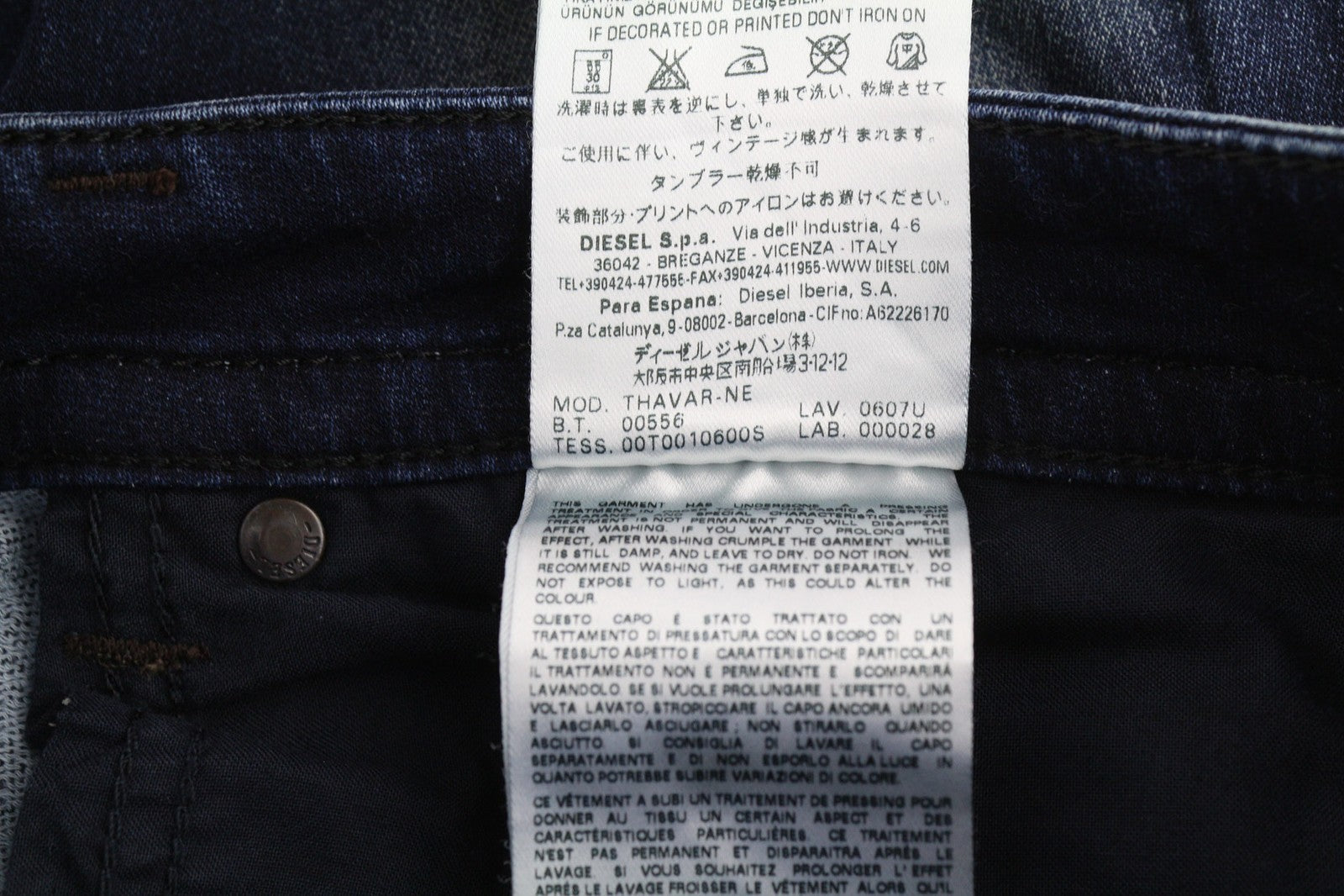 DIESEL Thavar-NE 0607U Mens Jeans W28 Sweat Jogg Slim Blue Stretchy Ripped