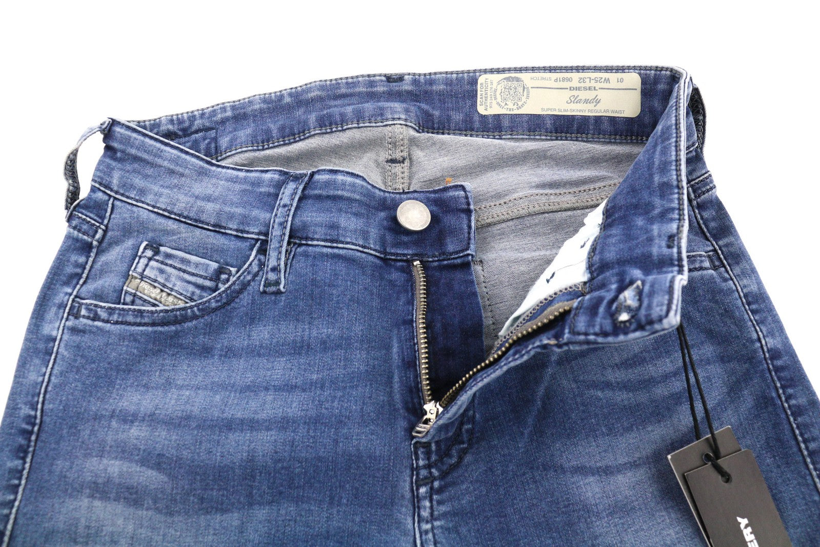 DIESEL Slandy 0681P Women Jeans W25/L32 Super Slim Skinny Blue Stretch Faded