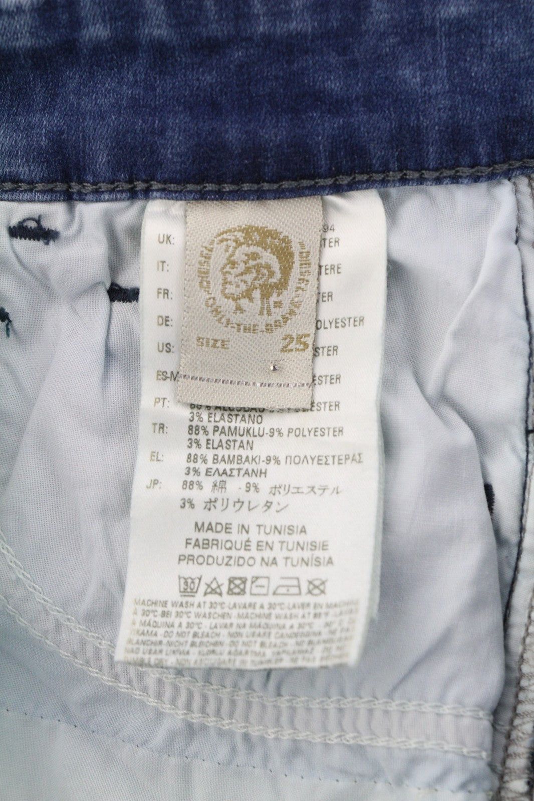 DIESEL Slandy 0681P Women Jeans W25/L32 Super Slim Skinny Blue Stretch Faded