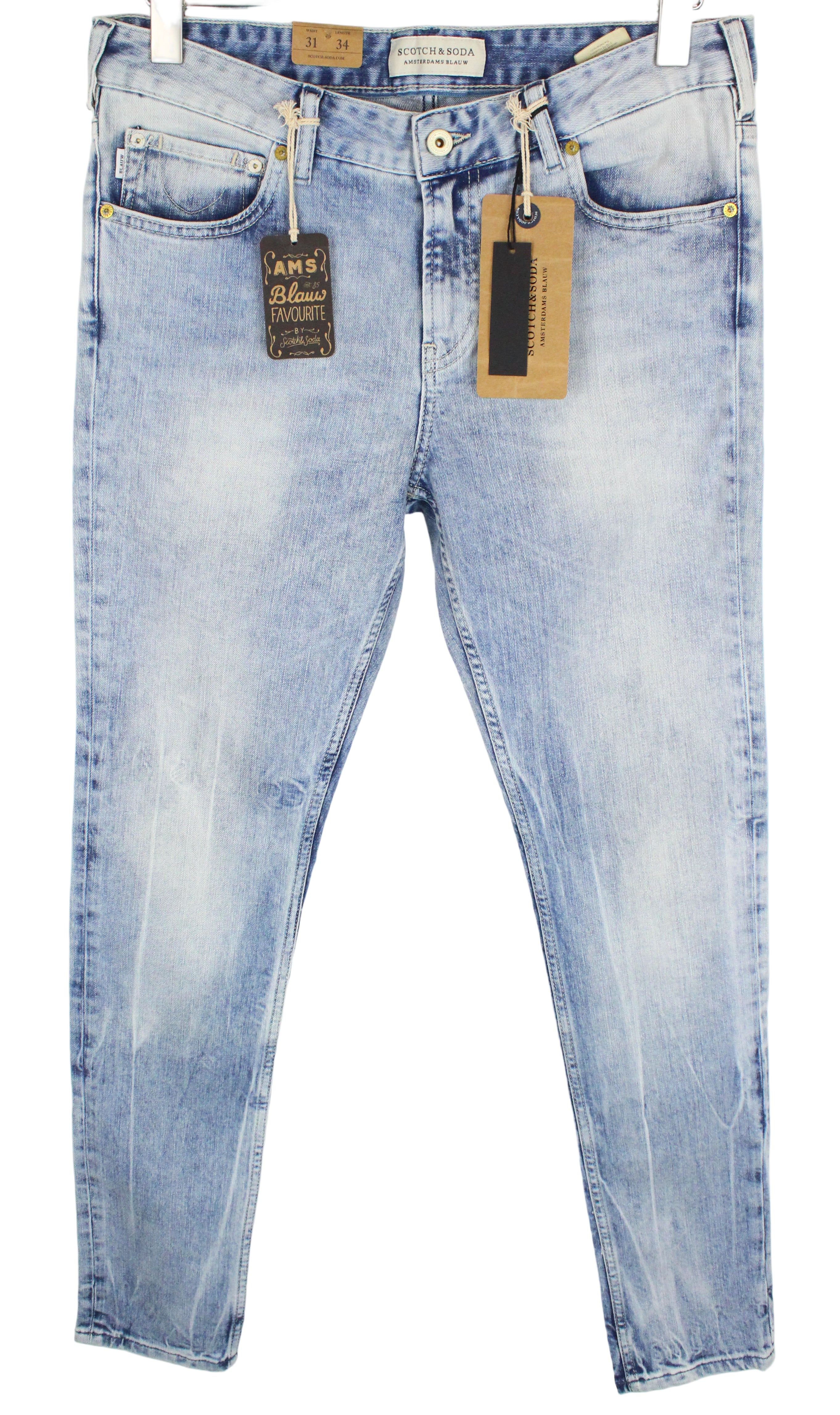 SCOTCH & SODA Skim Men's W31/L34 Blue Cotton Stretch Skinny Fit 5-Pocket Jeans