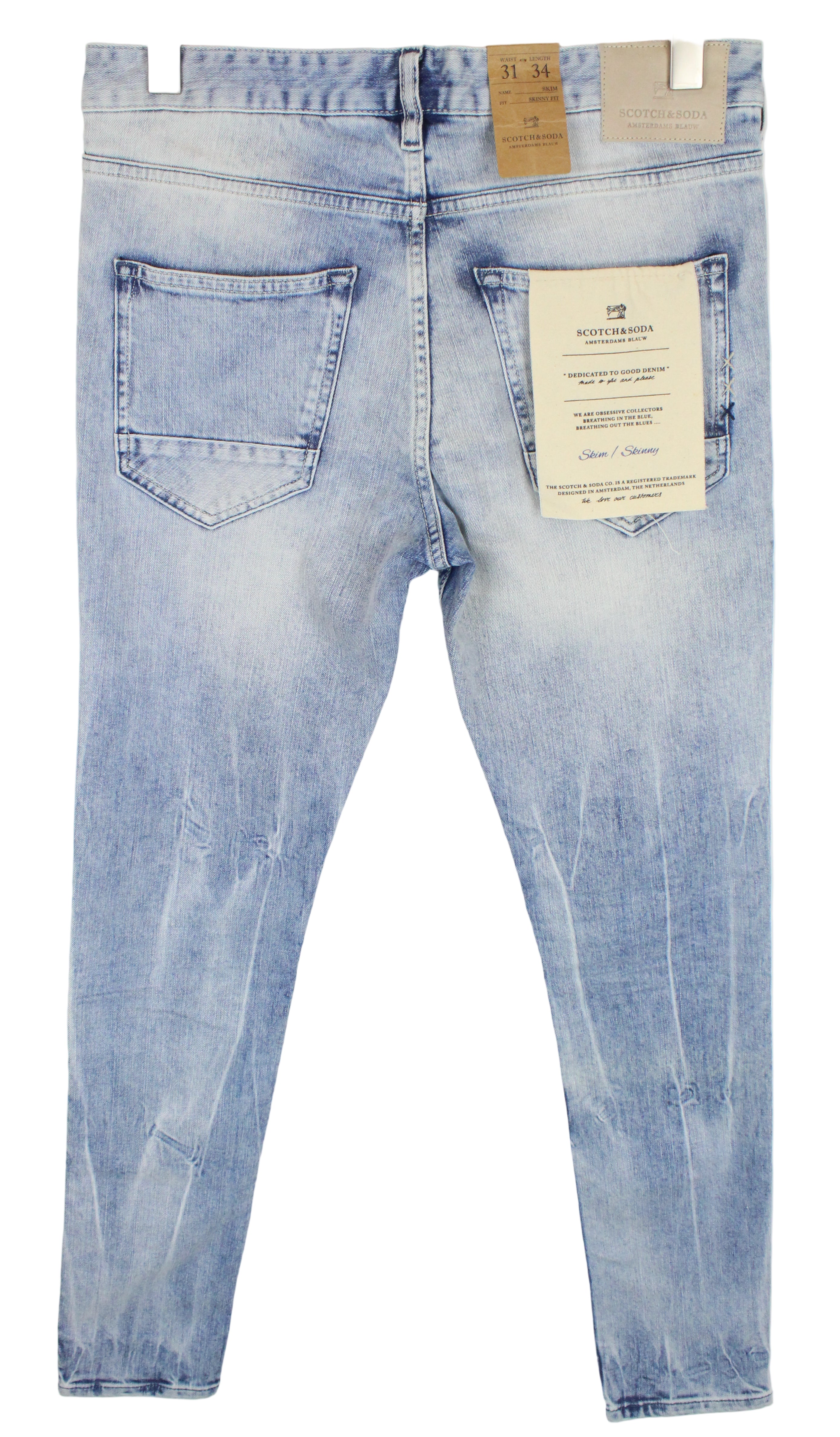 SCOTCH & SODA Skim Men's W31/L34 Blue Cotton Stretch Skinny Fit 5-Pocket Jeans