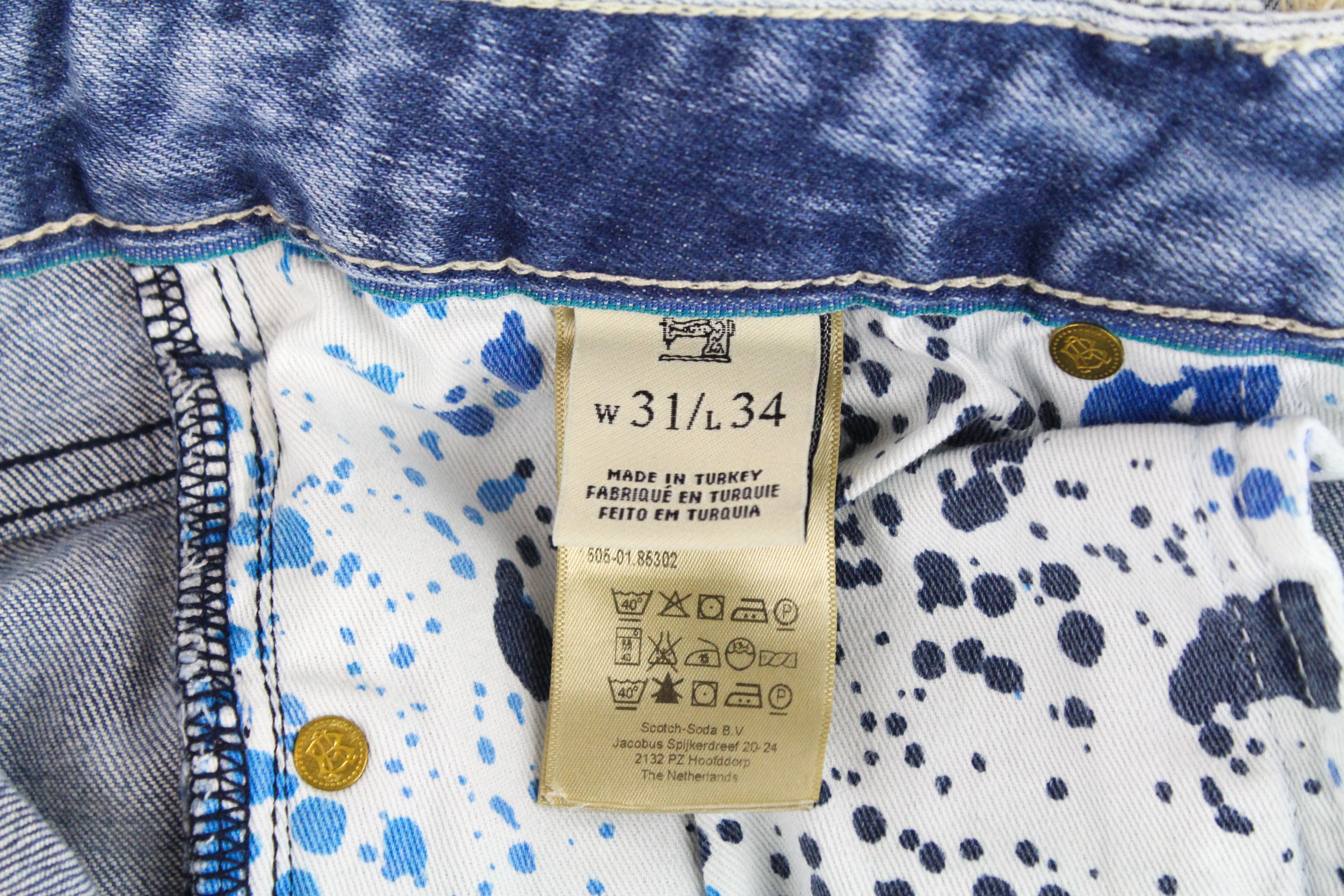 SCOTCH & SODA Skim Men's W31/L34 Blue Cotton Stretch Skinny Fit 5-Pocket Jeans