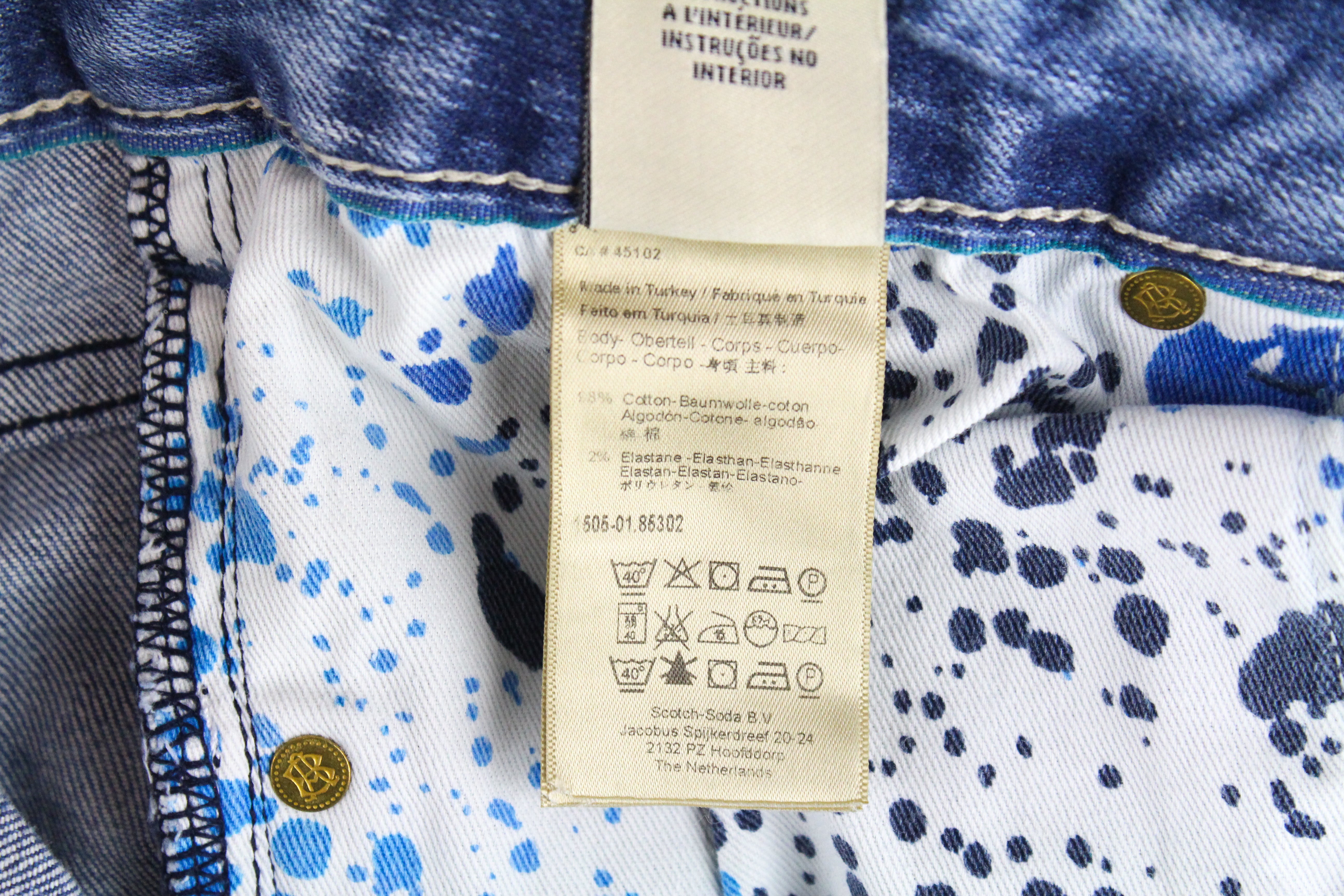 SCOTCH & SODA Skim Men's W31/L34 Blue Cotton Stretch Skinny Fit 5-Pocket Jeans