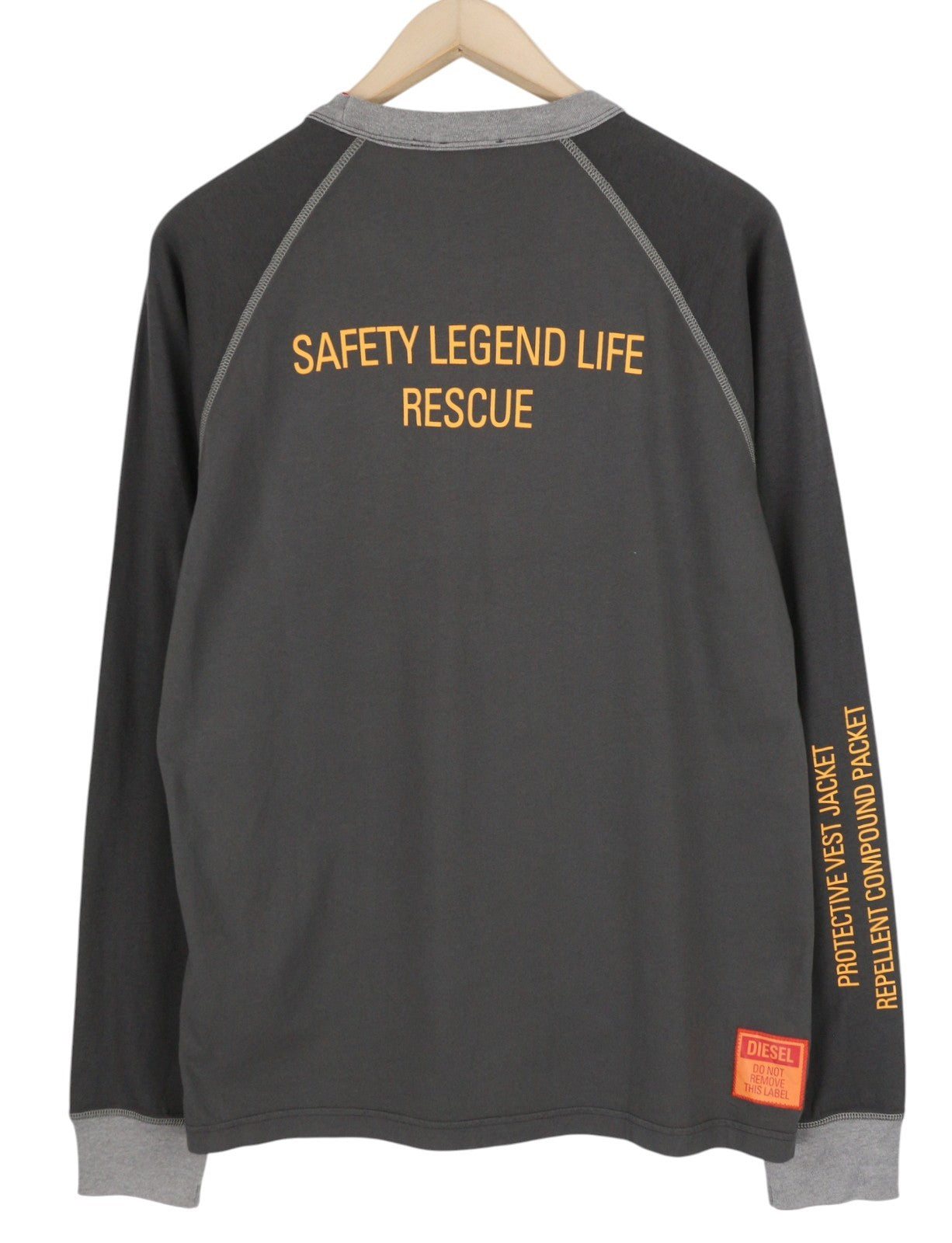 DIESEL T-Juslan-LS Men T-Shirt XL Grey Cotton Long Sleeve Crew Neck RRP€100