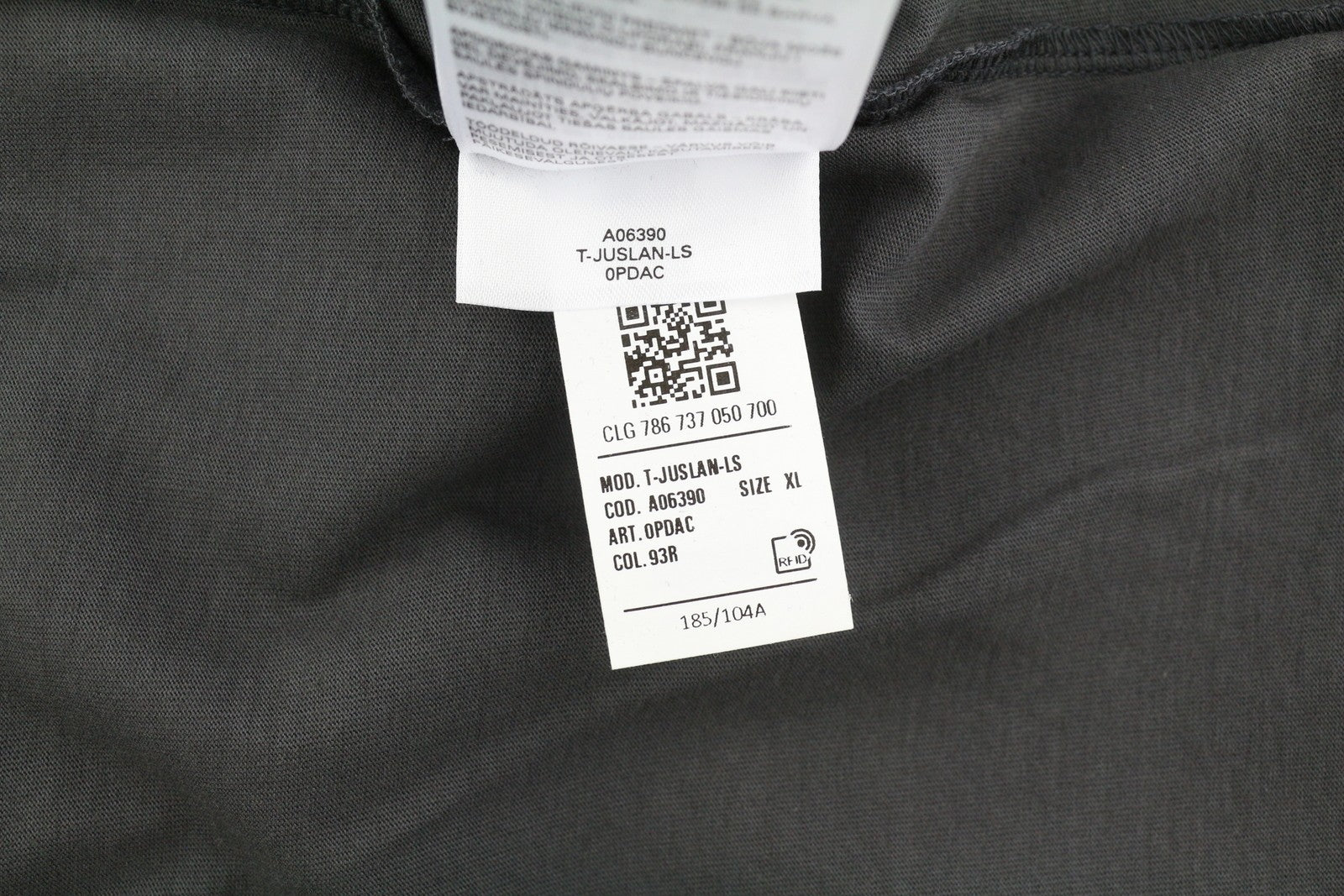 DIESEL T-Juslan-LS Men T-Shirt XL Grey Cotton Long Sleeve Crew Neck RRP€100