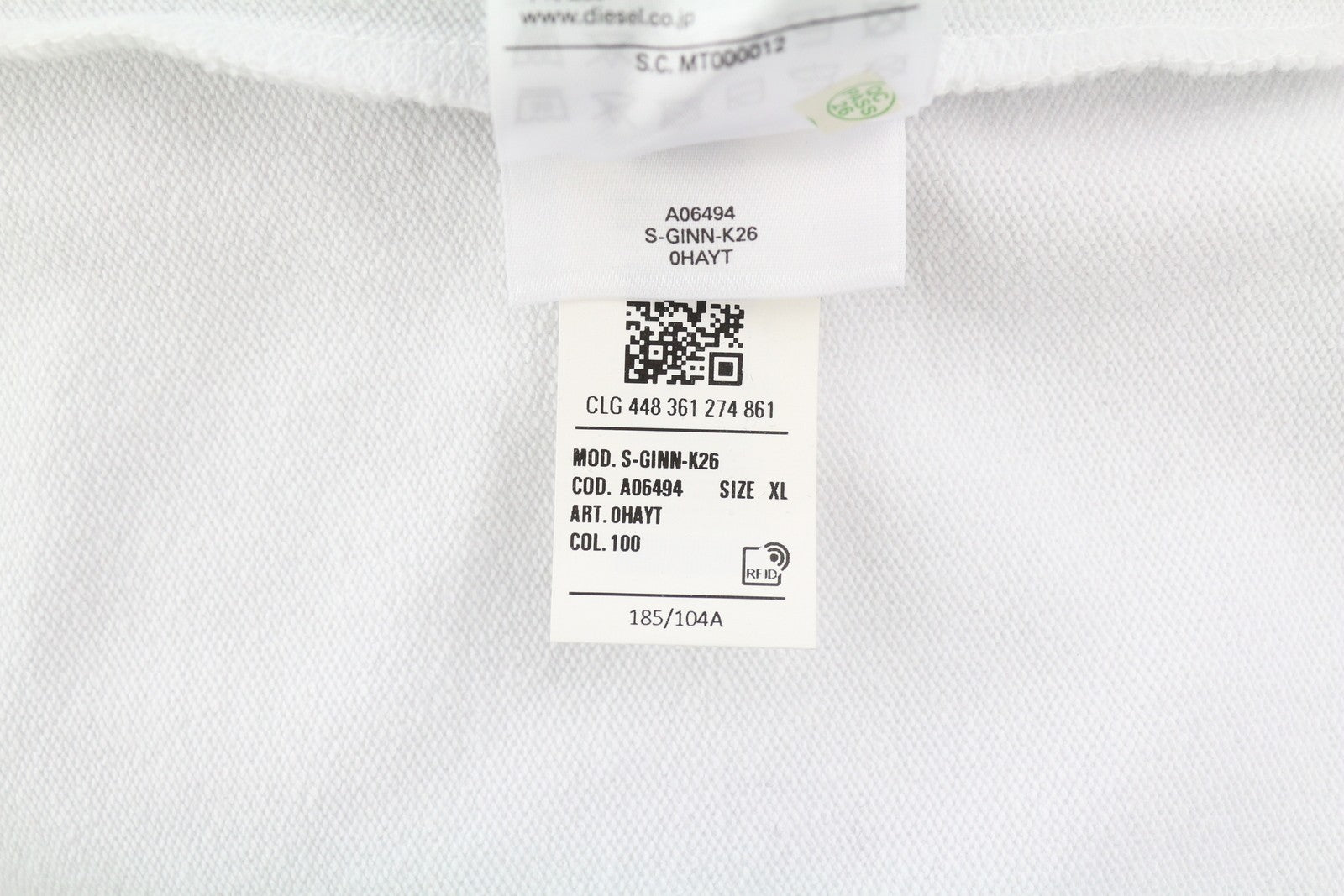 DIESEL S-Ginn-K26 Men Sweatshirt XL White Pullover Crew Neck Unlined RRP€110