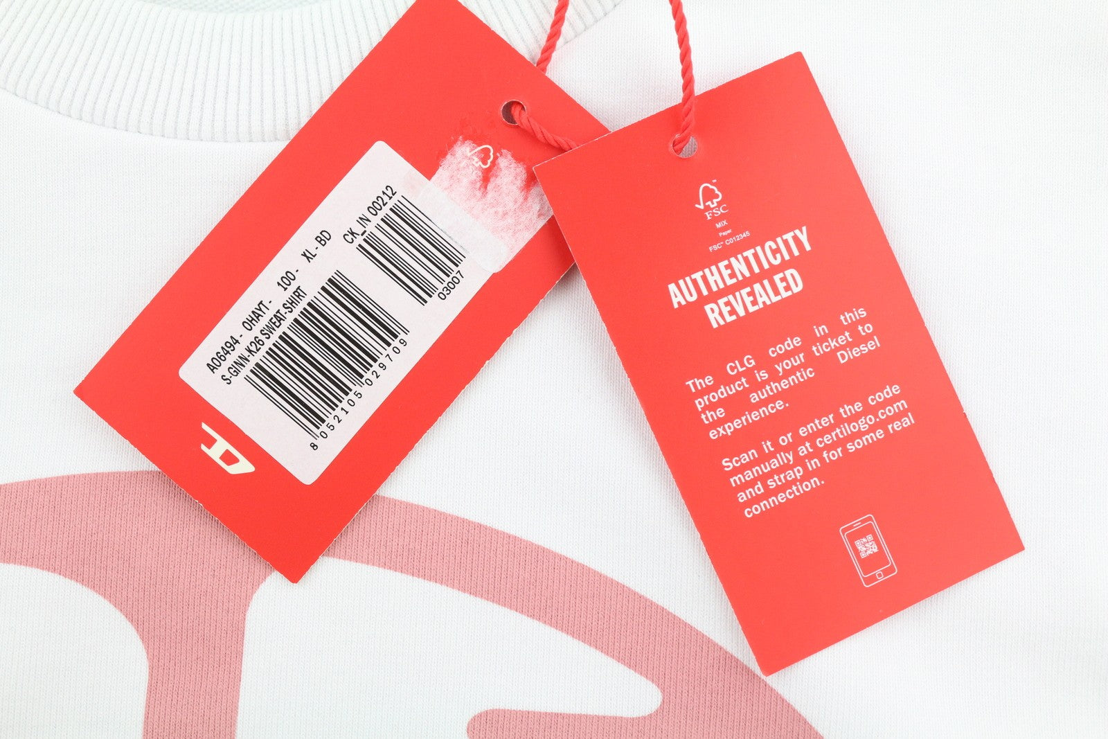 DIESEL S-Ginn-K26 Men Sweatshirt XL White Pullover Crew Neck Unlined RRP€110