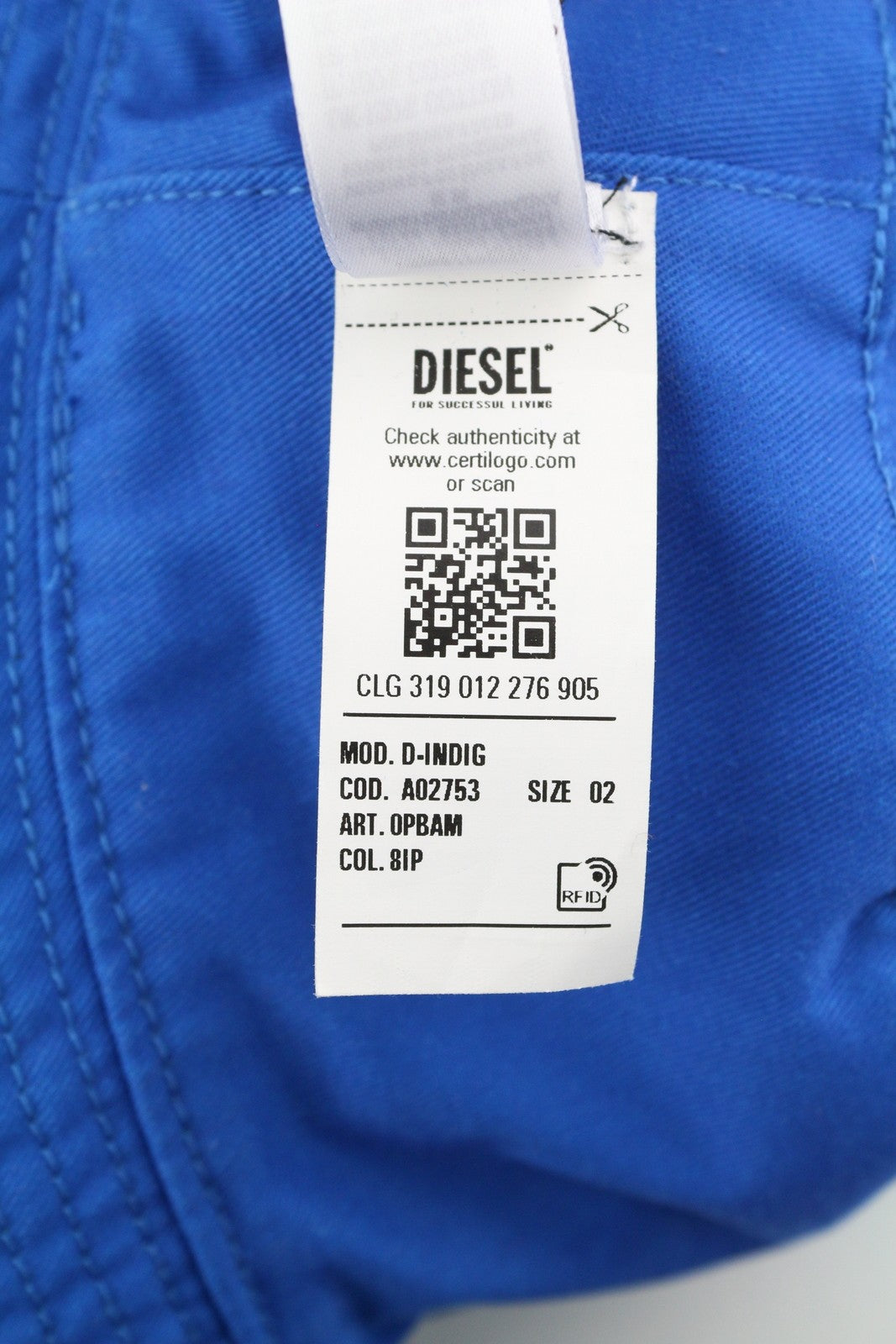 DIESEL D-Indig Men Hat OS Blue Bucket All Seasons Casual Patch Mid RRP€100