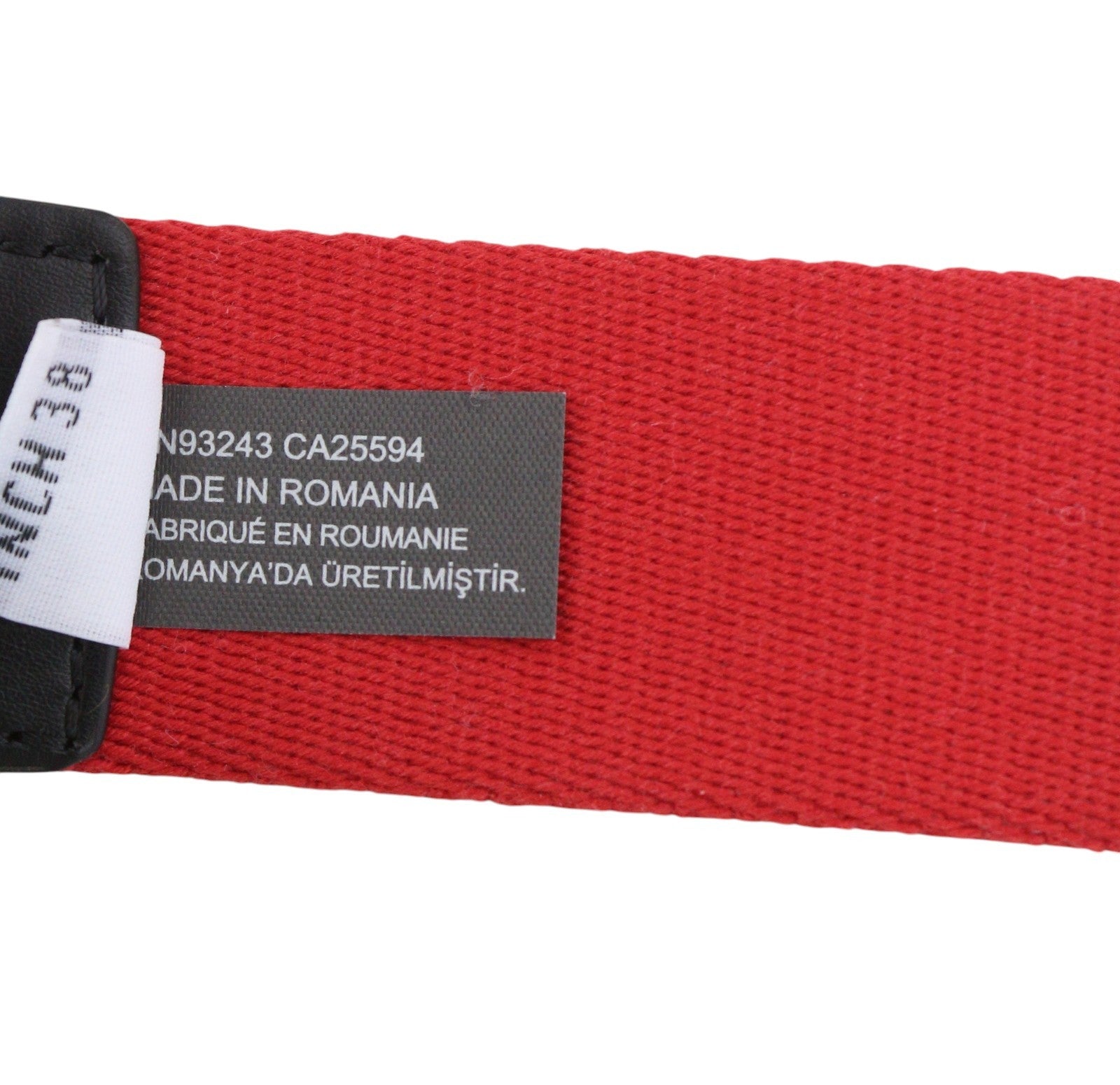 DIESEL B-Metaltape Men Belt 95CM Mid Red Textile Silver Tone Plate Buckle Logo