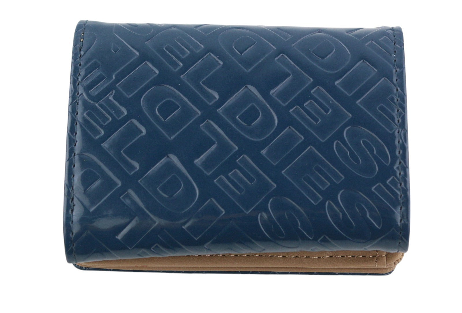 DIESEL Monogram Lorettina Women Wallet OS Blue Brown Faux Leather Print Logo