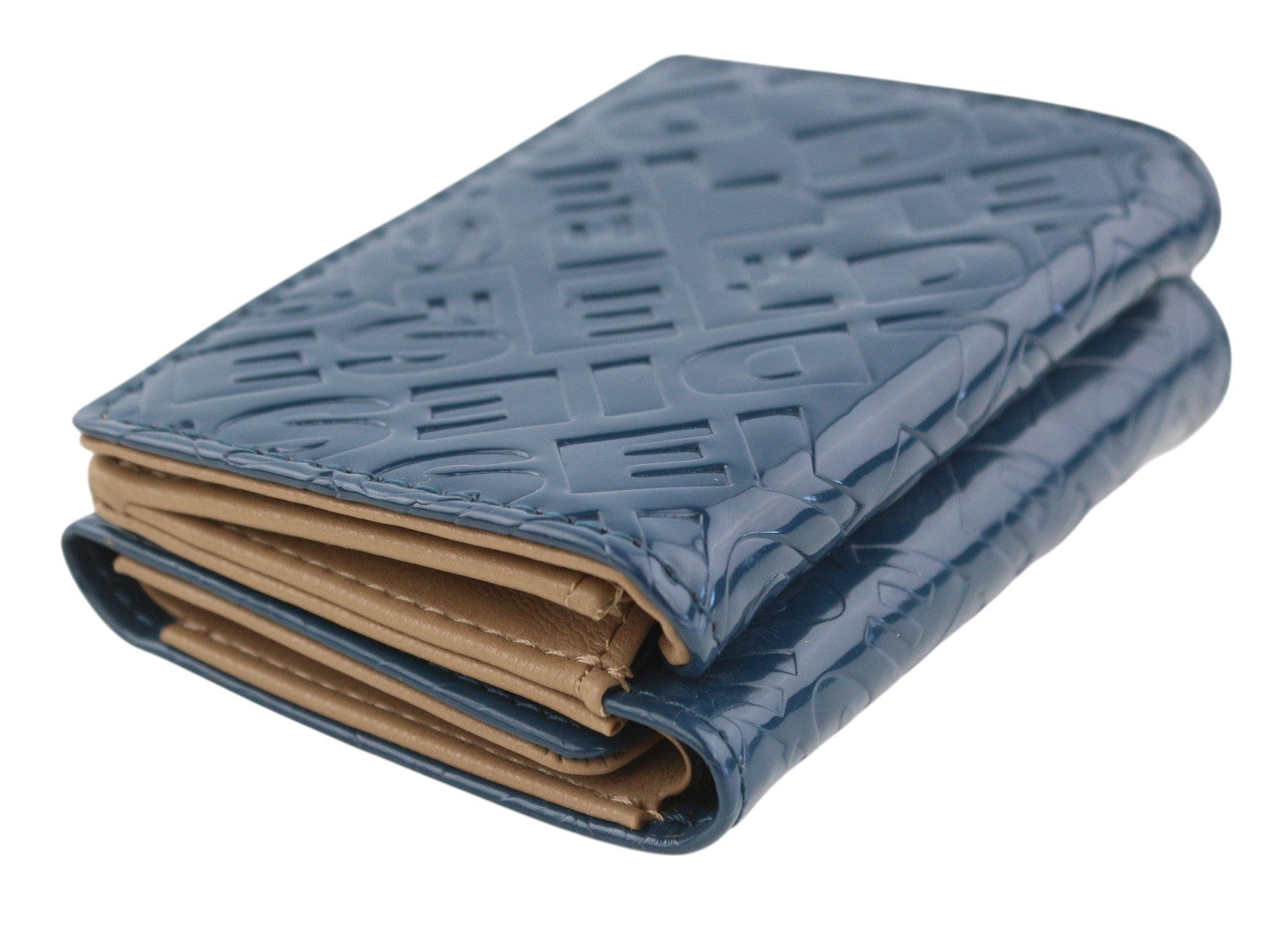 DIESEL Monogram Lorettina Women Wallet OS Blue Brown Faux Leather Print Logo