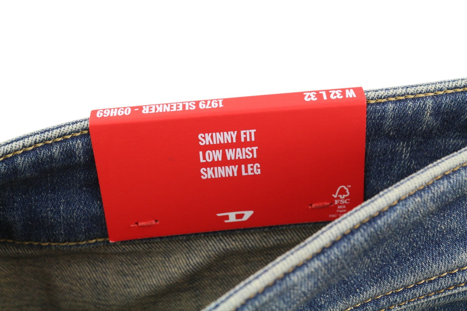 DIESEL 1979 Sleenker 09H69 Men Jeans W32/L32 Skinny  Low Waist Zip Blue RRP€225