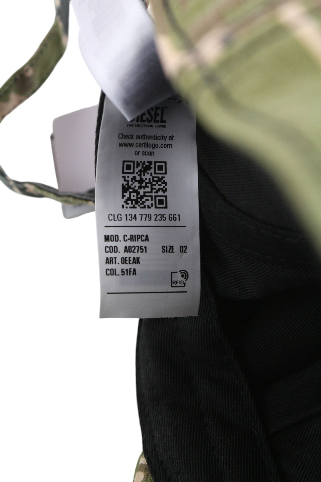 DIESEL C-Ripca Men Cap OS Camouflage Print Baseball Embroidered Cotton Unisex