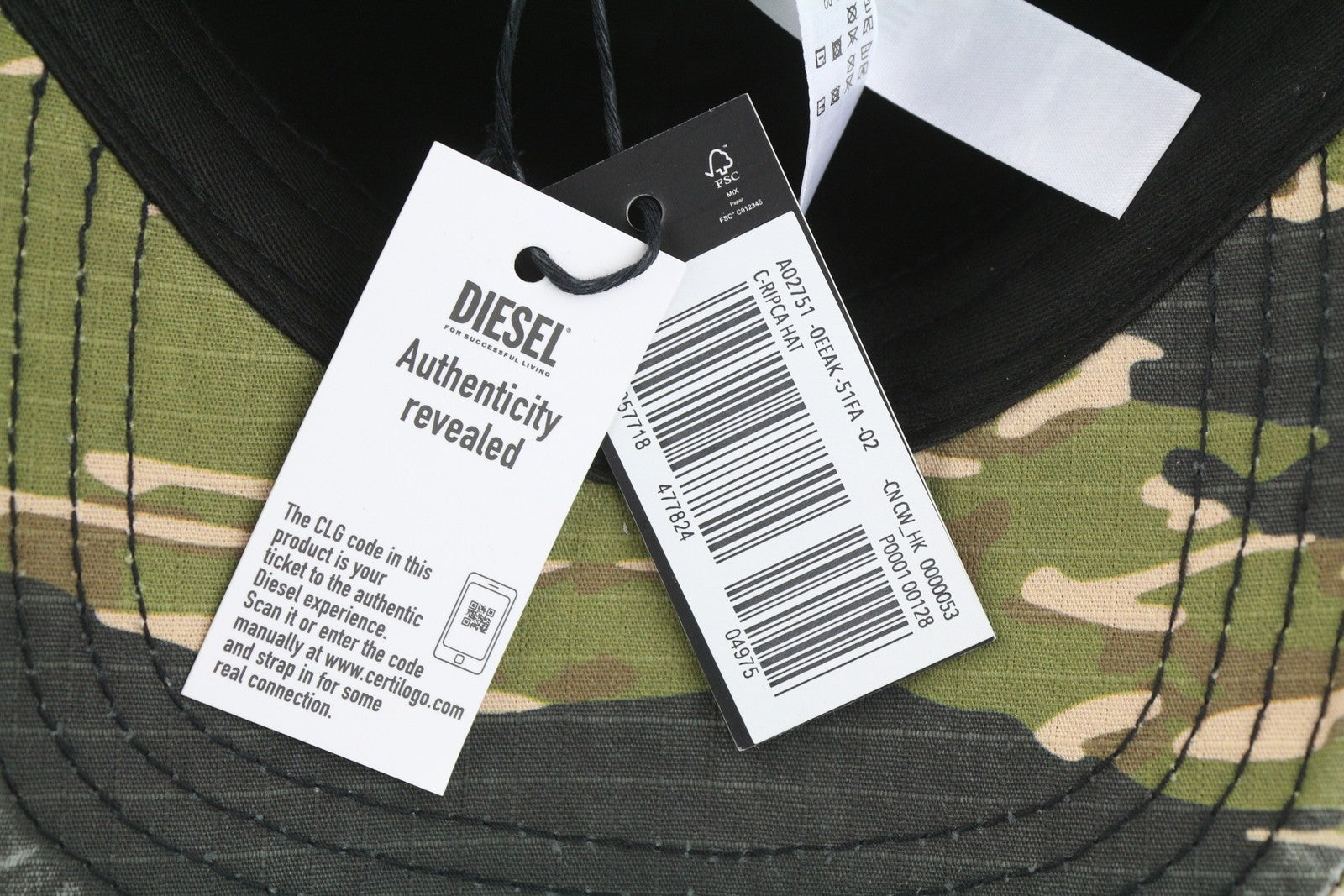 DIESEL C-Ripca Men Cap OS Camouflage Print Baseball Embroidered Cotton Unisex