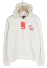 DIESEL S-Ginn-Hood-K28 Men Hoodie L White Pullover Kangaroo Pocket RRP€125