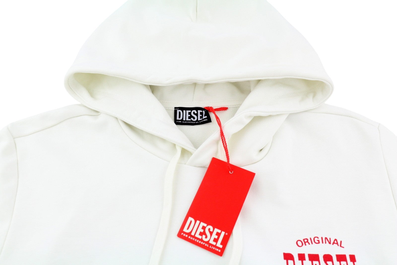 DIESEL S-Ginn-Hood-K28 Men Hoodie L White Pullover Kangaroo Pocket RRP€125