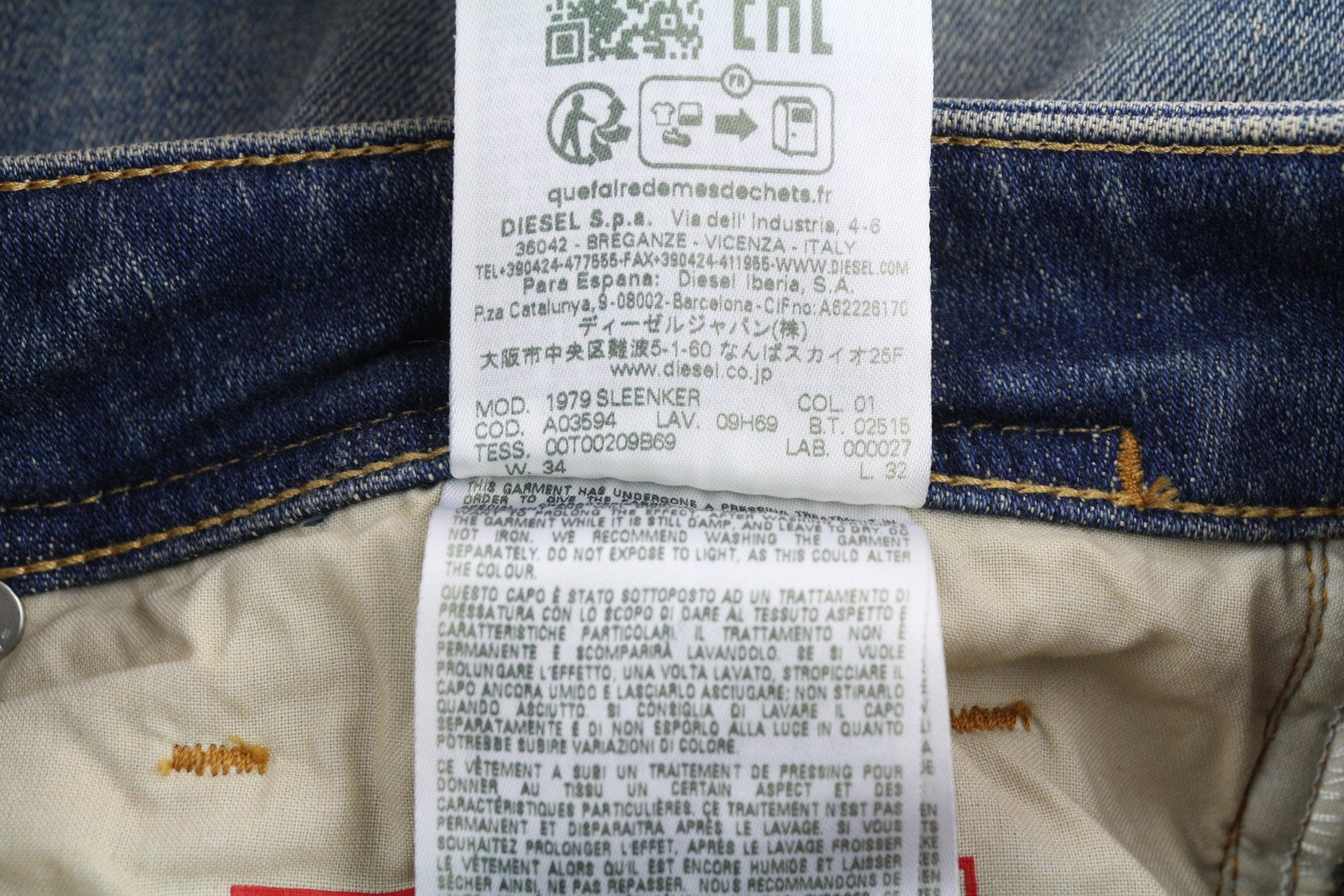 DIESEL 1979 Sleenker 09H69 Men Jeans W34/L32 Skinny  Low Waist Zip Blue RRP225