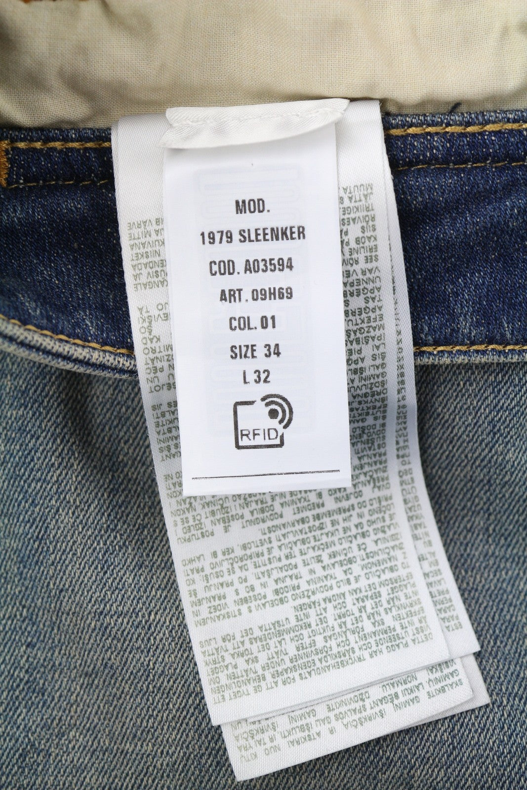 DIESEL 1979 Sleenker 09H69 Men Jeans W34/L32 Skinny  Low Waist Zip Blue RRP225