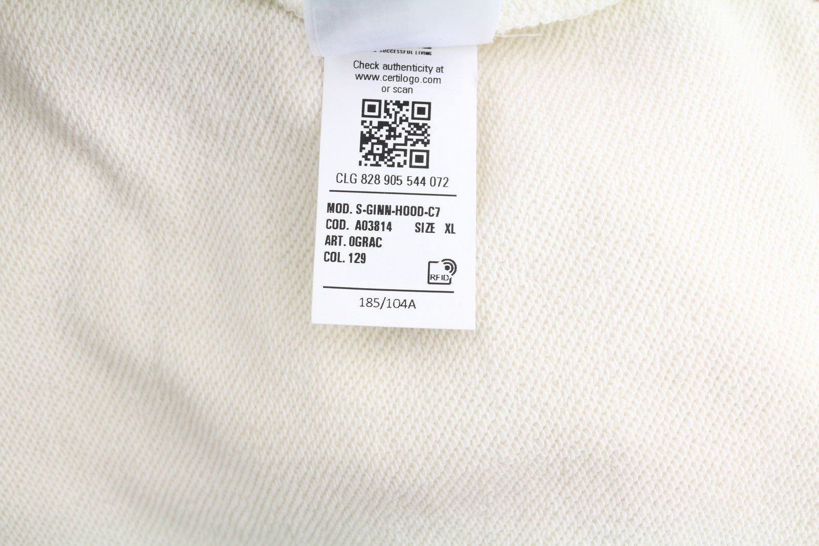 DIESEL S-Ginn-Hood-C7 Men Hoodie XL Off White Pullover Kangaroo Pocket RRP€150