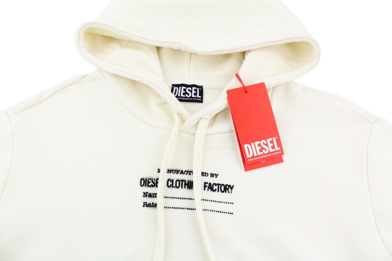 DIESEL S-Ginn-Hood-C7 Men Hoodie XL Off White Pullover Kangaroo Pocket RRP€150