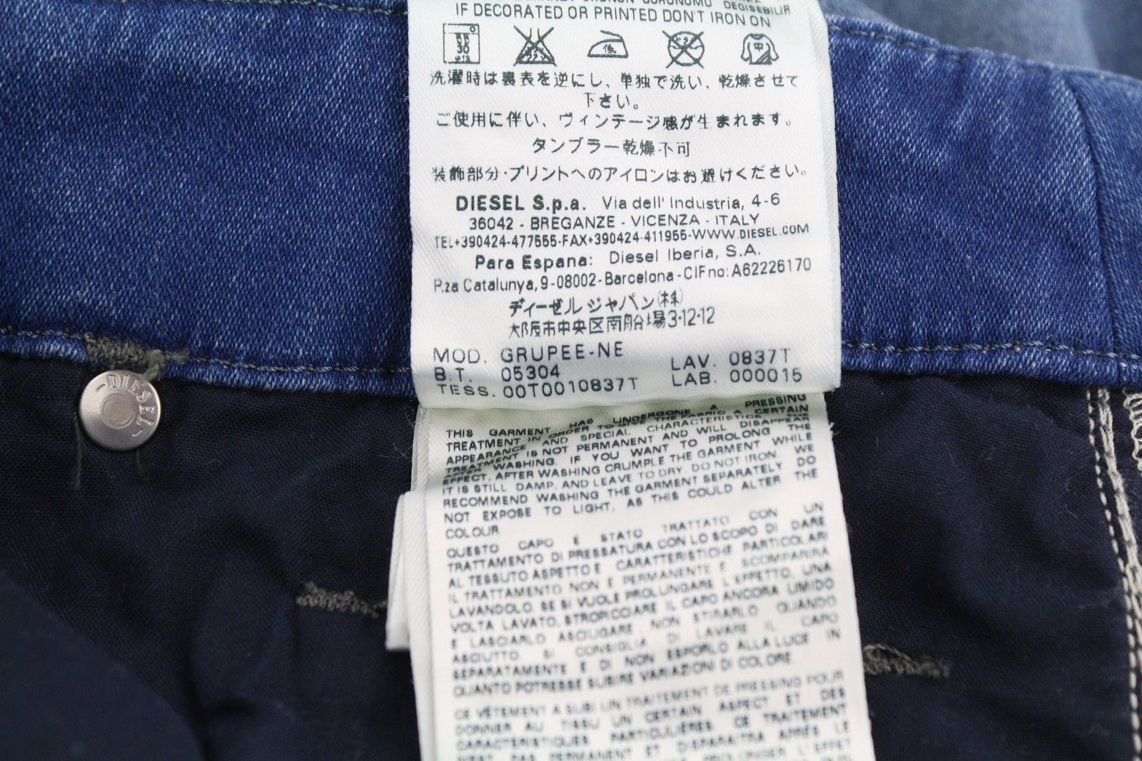 DIESEL Grupee-NE 0837T Womens Jeans W25 Sweat Jogg Super Slim Skinny Blue Wash