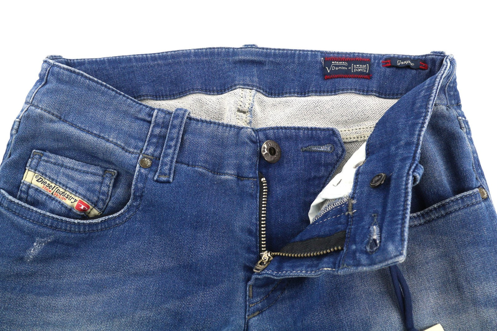 DIESEL Grupee-NE 0837T Womens Jeans W25 Sweat Jogg Super Slim Skinny Blue Wash