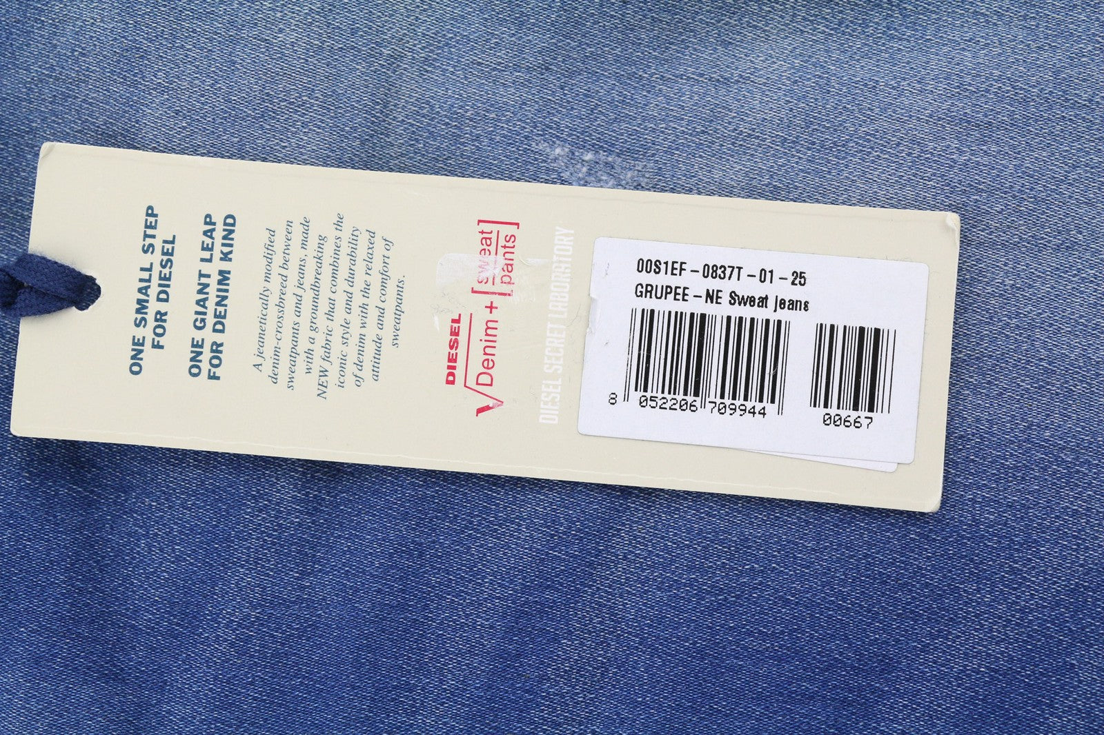 DIESEL Grupee-NE 0837T Womens Jeans W25 Sweat Jogg Super Slim Skinny Blue Wash