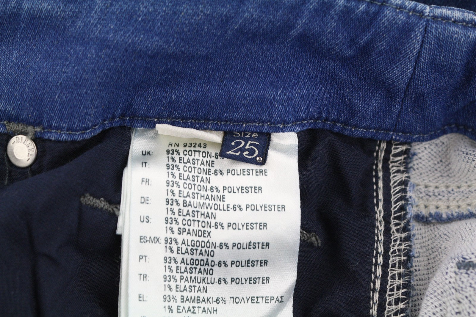 DIESEL Grupee-NE 0837T Womens Jeans W25 Sweat Jogg Super Slim Skinny Blue Wash