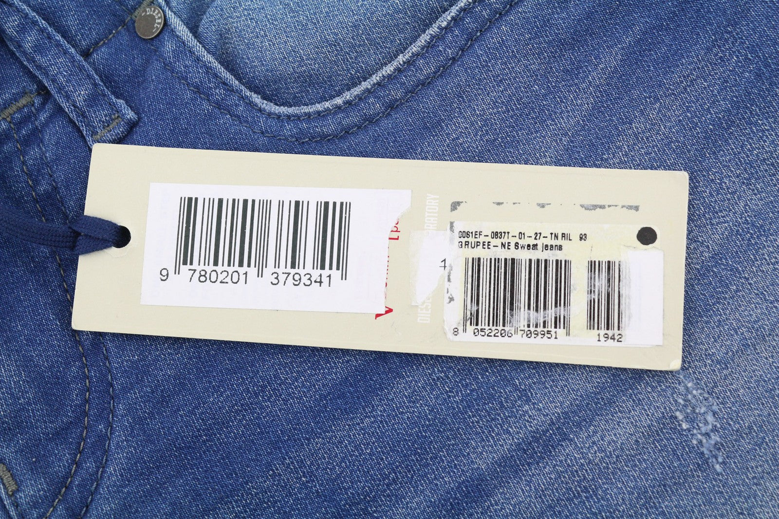 DIESEL Grupee-NE 0837T Womens Jeans W27 Sweat Jogg Super Slim Skinny Blue