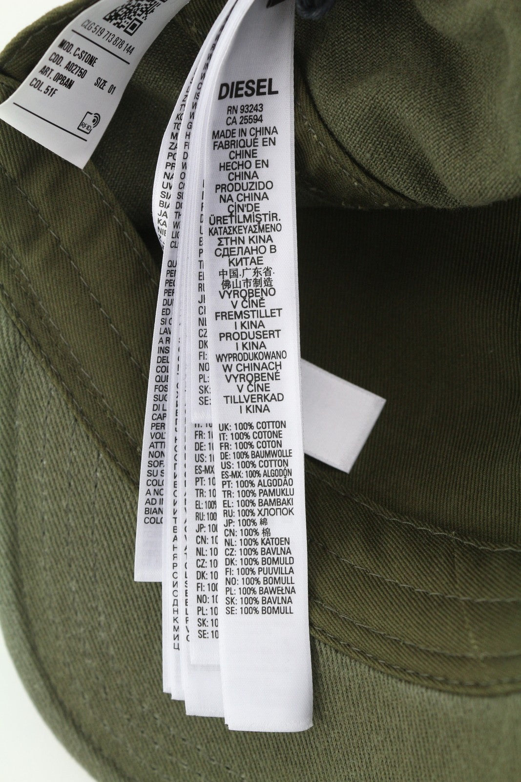 DIESEL C-Stone Men Cap 1 Baseball D-Rill Usion Embroidered Green Cotton RRP70