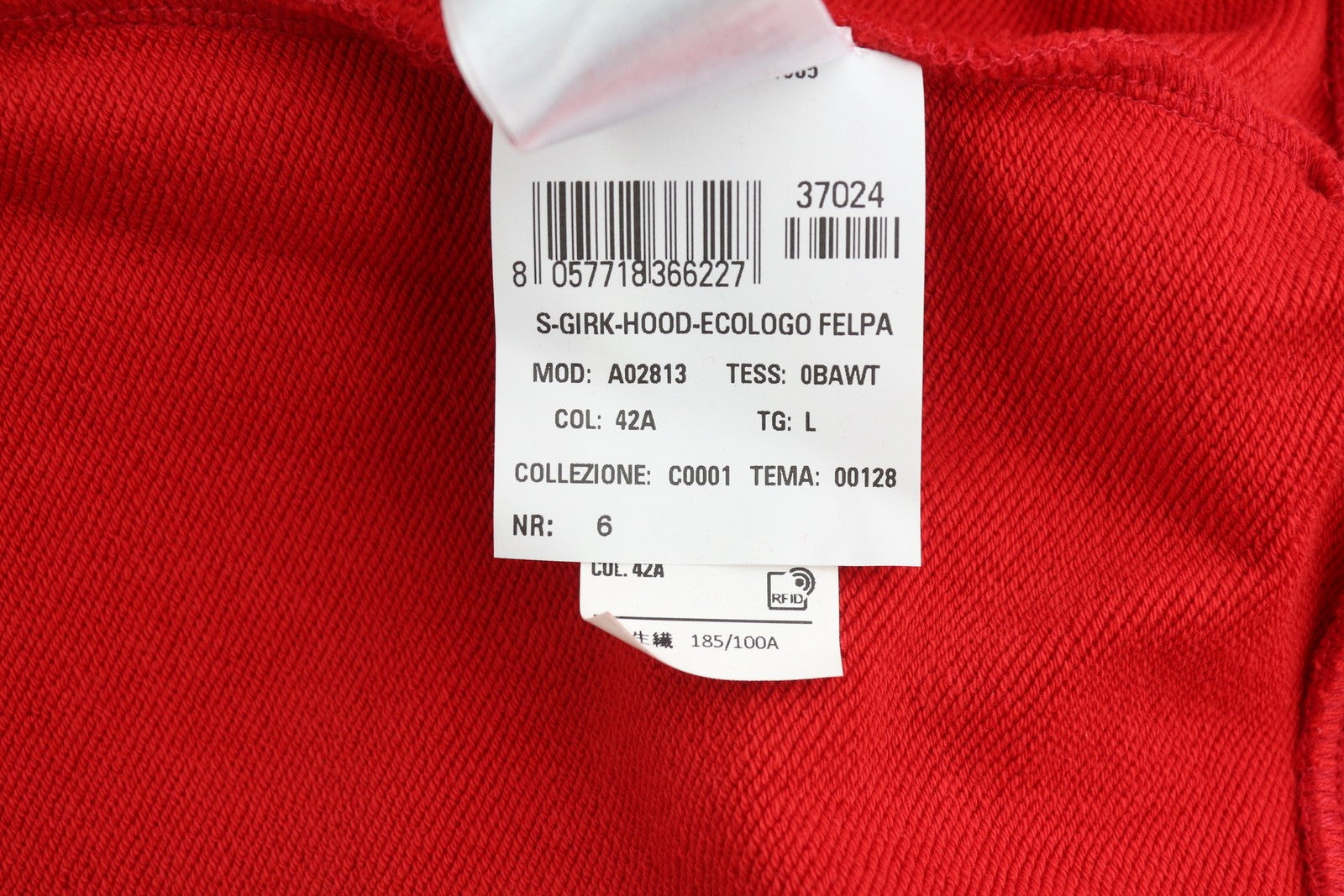 DIESEL S-Girk-Hood-Ecologo Men Hoodie L Red Washed Pullover Kangaroo RRP€150