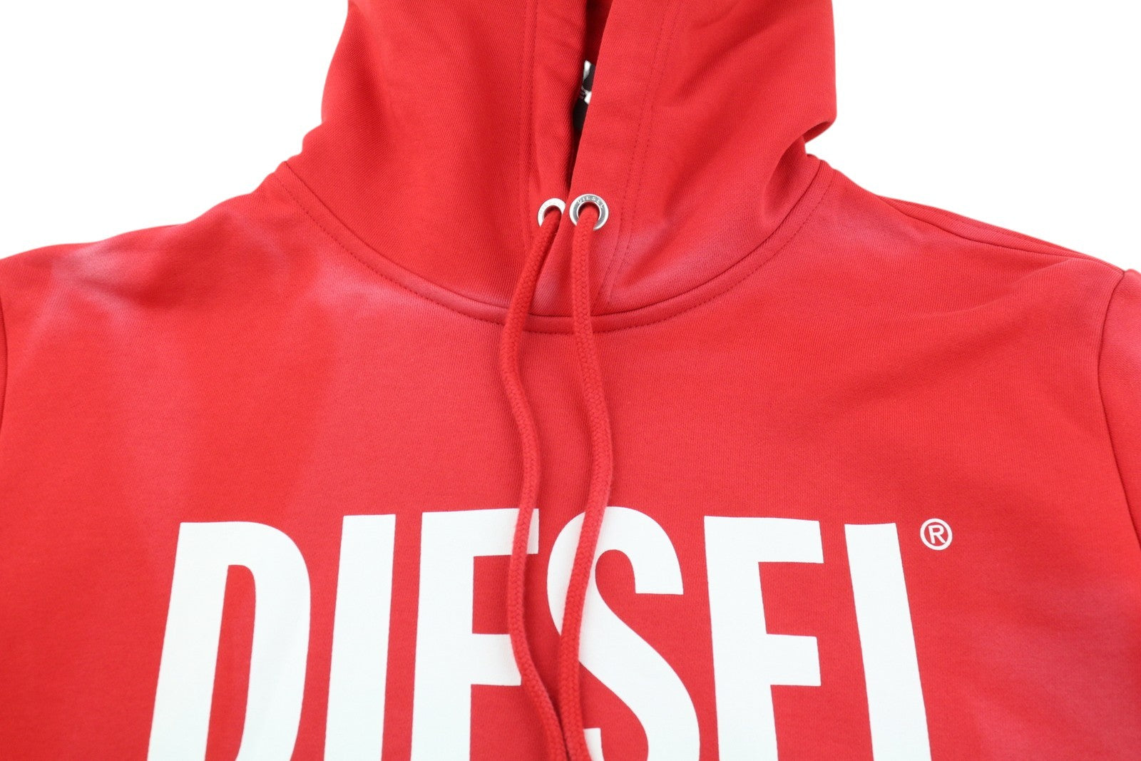 DIESEL S-Girk-Hood-Ecologo Men Hoodie L Red Washed Pullover Kangaroo RRP€150