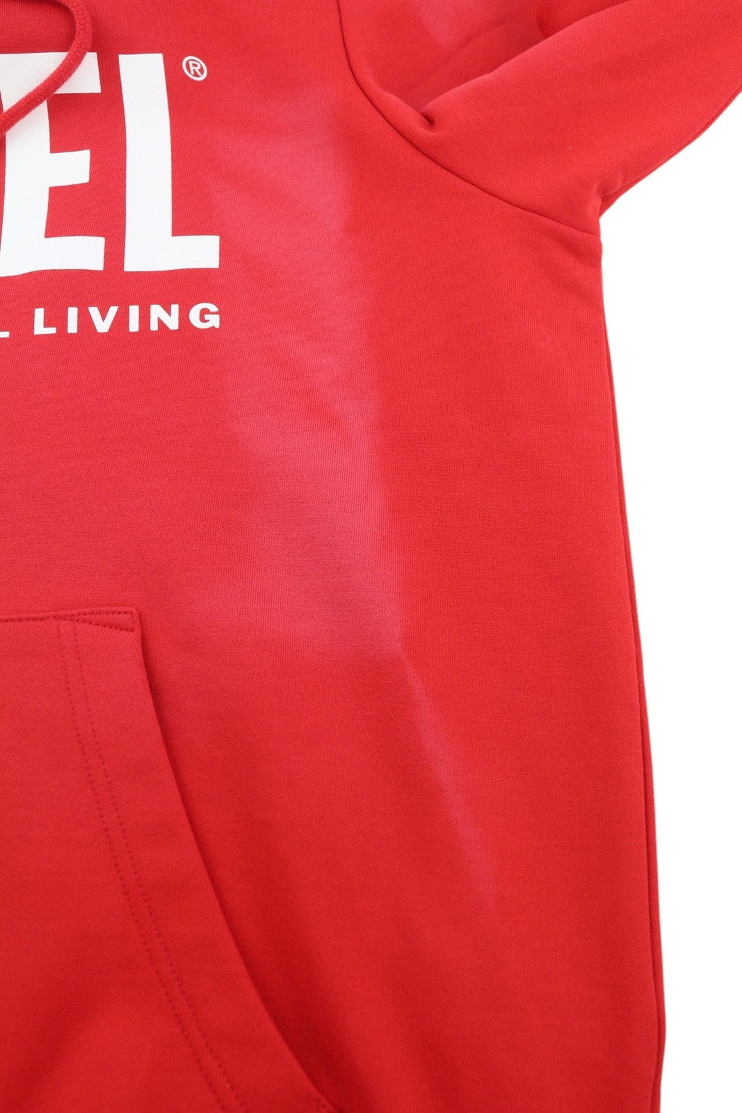 DIESEL S-Girk-Hood-Ecologo Men Hoodie L Red Washed Pullover Kangaroo RRP€150