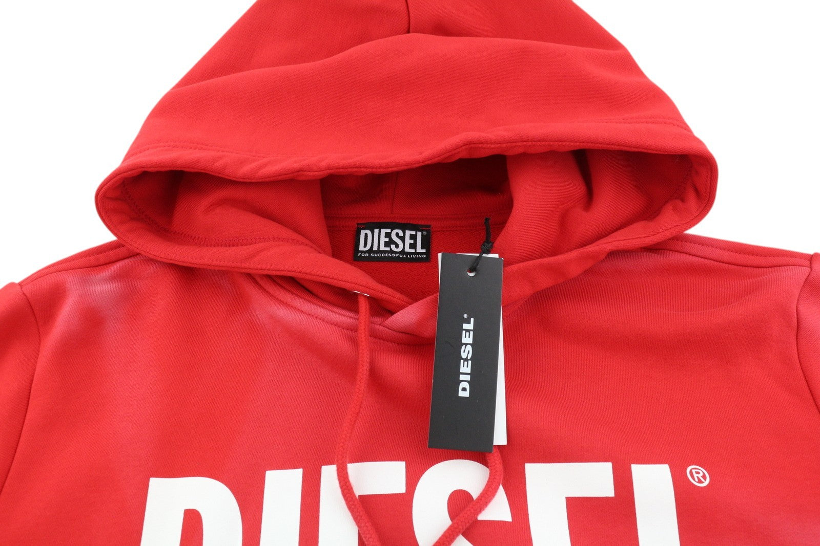 DIESEL S-Girk-Hood-Ecologo Men Hoodie L Red Washed Pullover Kangaroo RRP€150