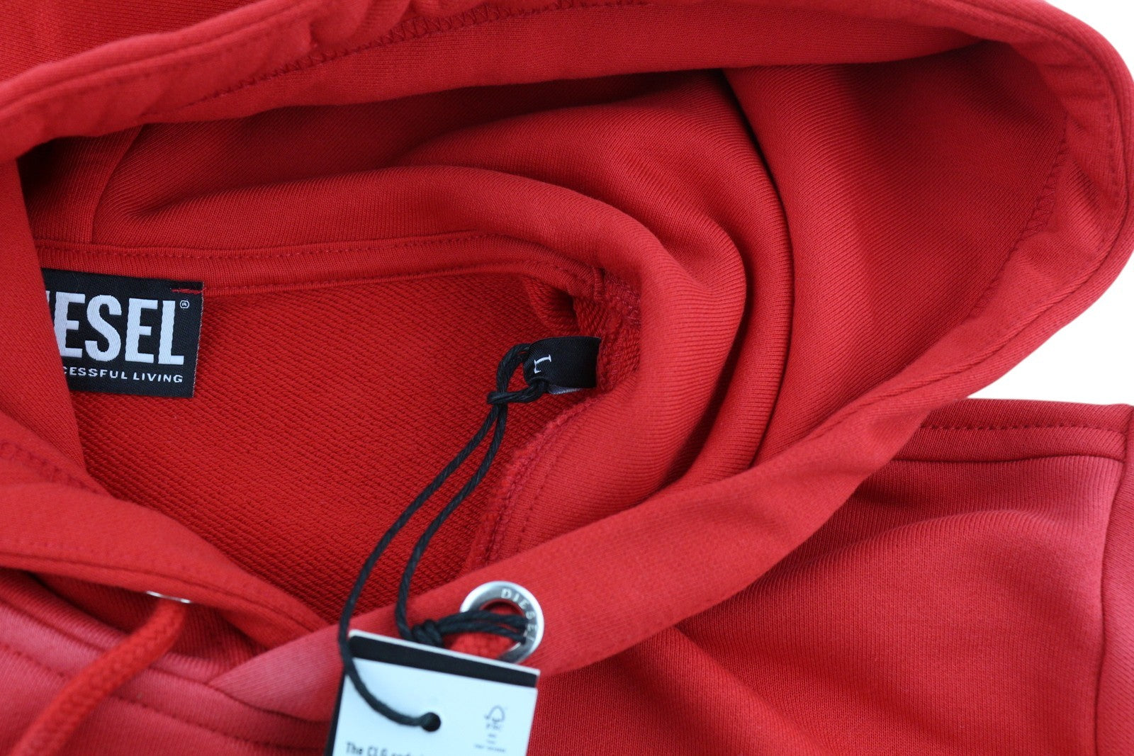 DIESEL S-Girk-Hood-Ecologo Men Hoodie L Red Washed Pullover Kangaroo RRP€150