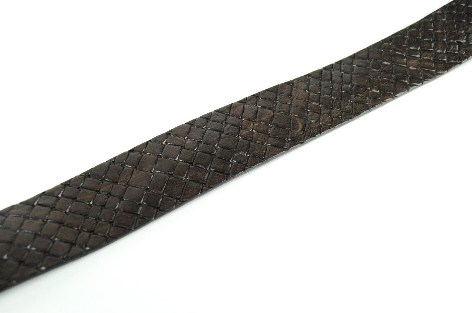 REPLAY Men Belt 85 cm Brown Leather Logo Patterned Squared-End Belt