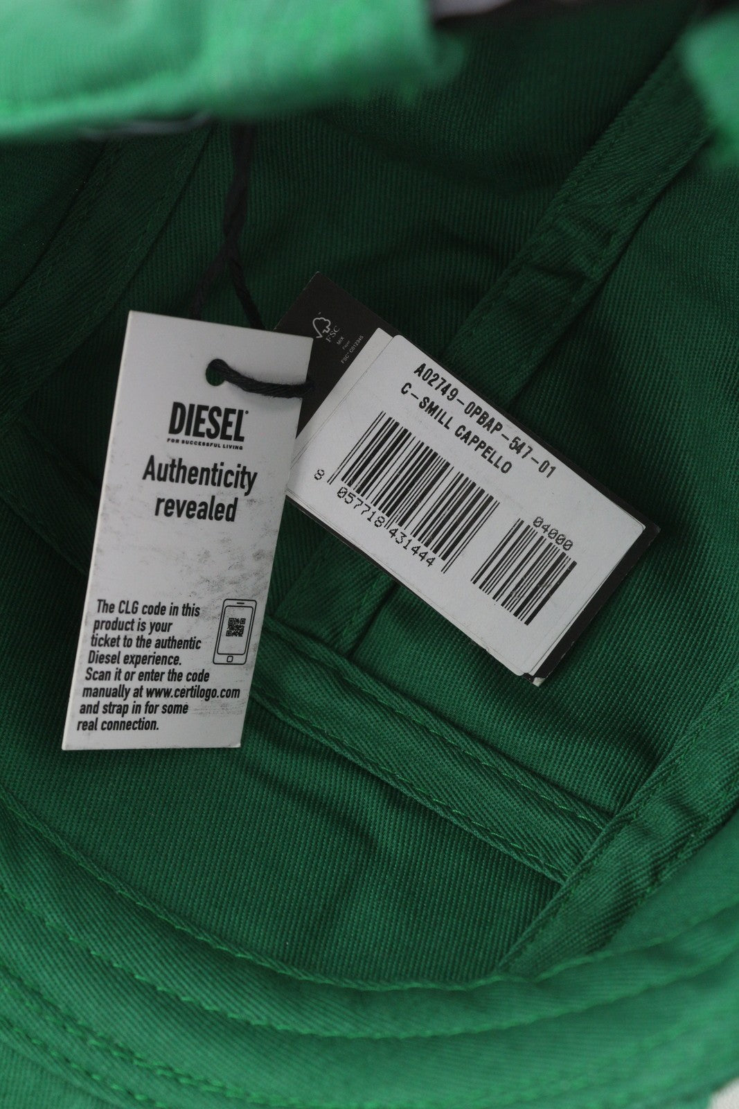 DIESEL C-Smill Men Cap OS Green Baseball Embroidered All Seasons Casual Unisex