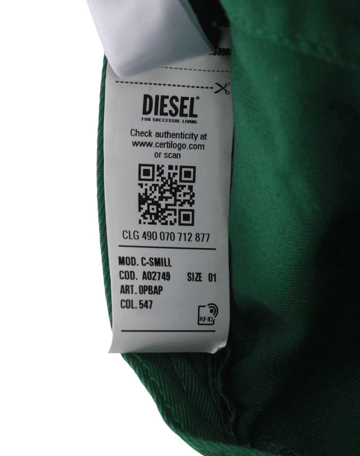 DIESEL C-Smill Men Cap OS Green Baseball Embroidered All Seasons Casual Unisex