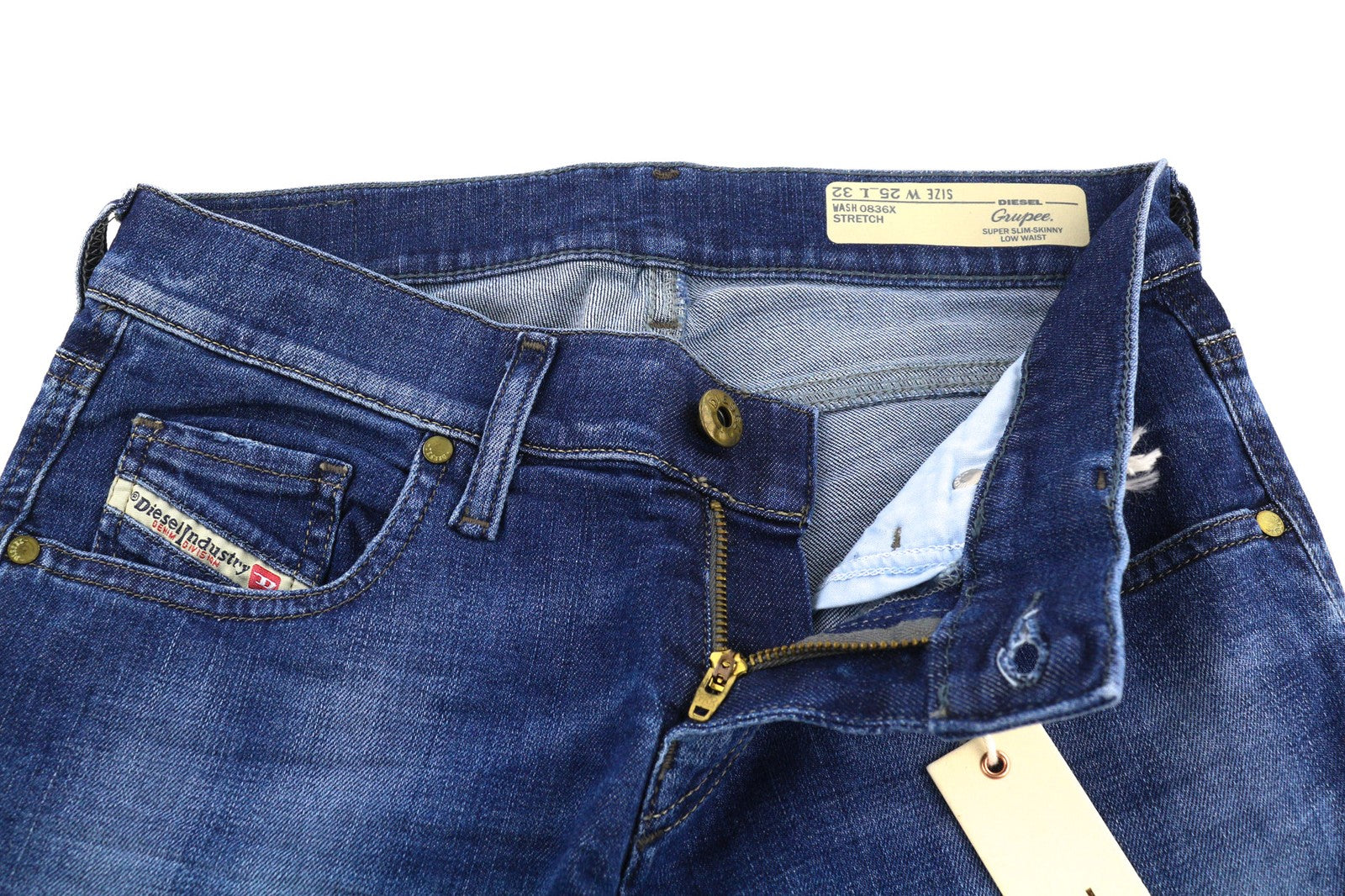 DIESEL Grupee 0836X Womens Jeans W25/L32 Super Slim  Skinny Blue Stretchy