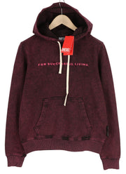 DIESEL S-Ginn-Hood-E1 Men Hoodie M Washed Burgundy Distress Hooded RRP€195