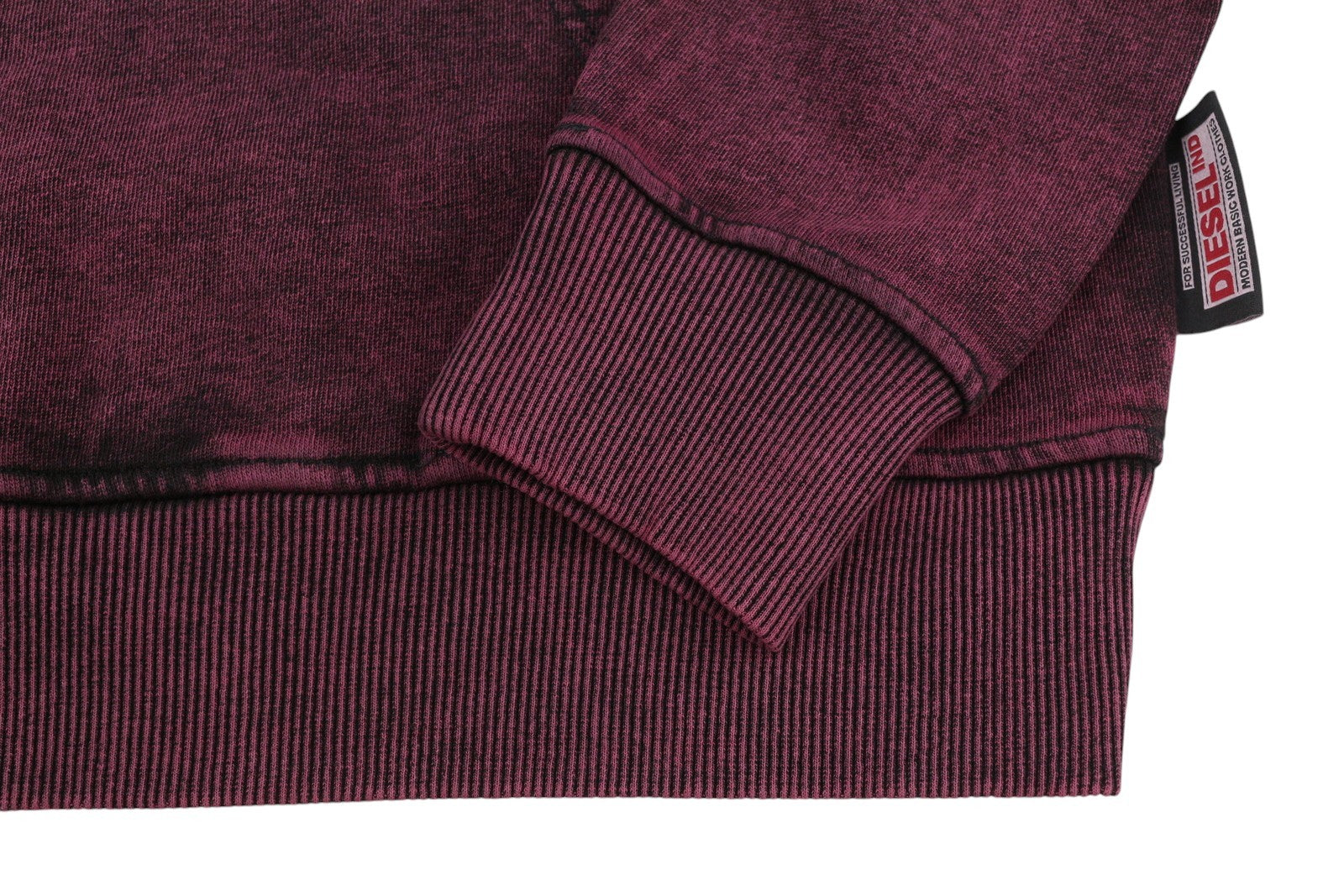 DIESEL S-Ginn-Hood-E1 Men Hoodie M Washed Burgundy Distress Hooded RRP€195