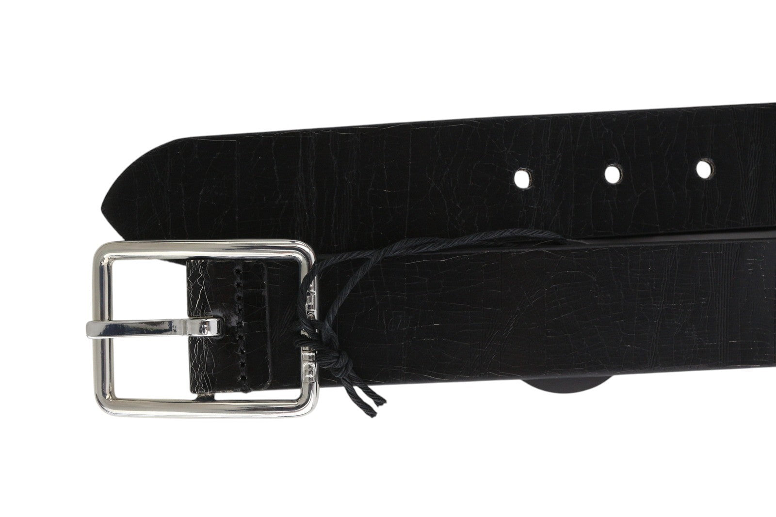 DIESEL B-Photo Men's Belt 95 CM Black Leather Silver Tone Buckle Reversible Logo