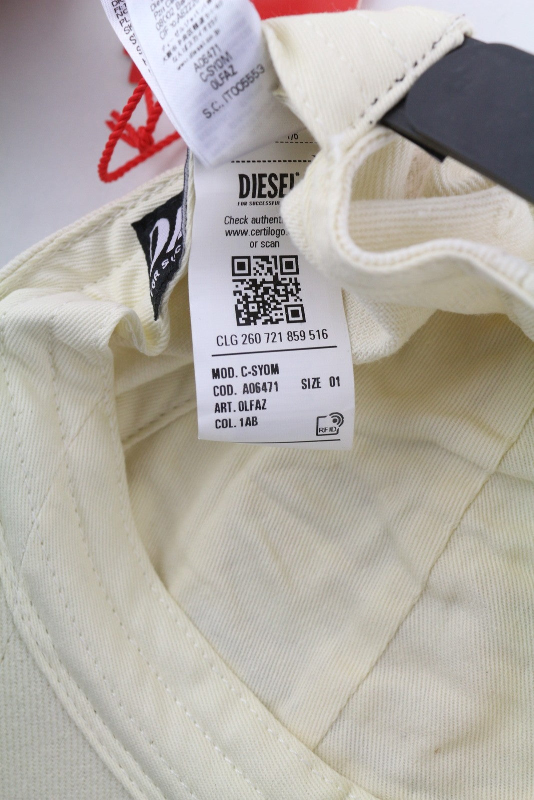 DIESEL C-Syom Men Cap OS White Baseball Embroidered Light Cotton Casual Unisex