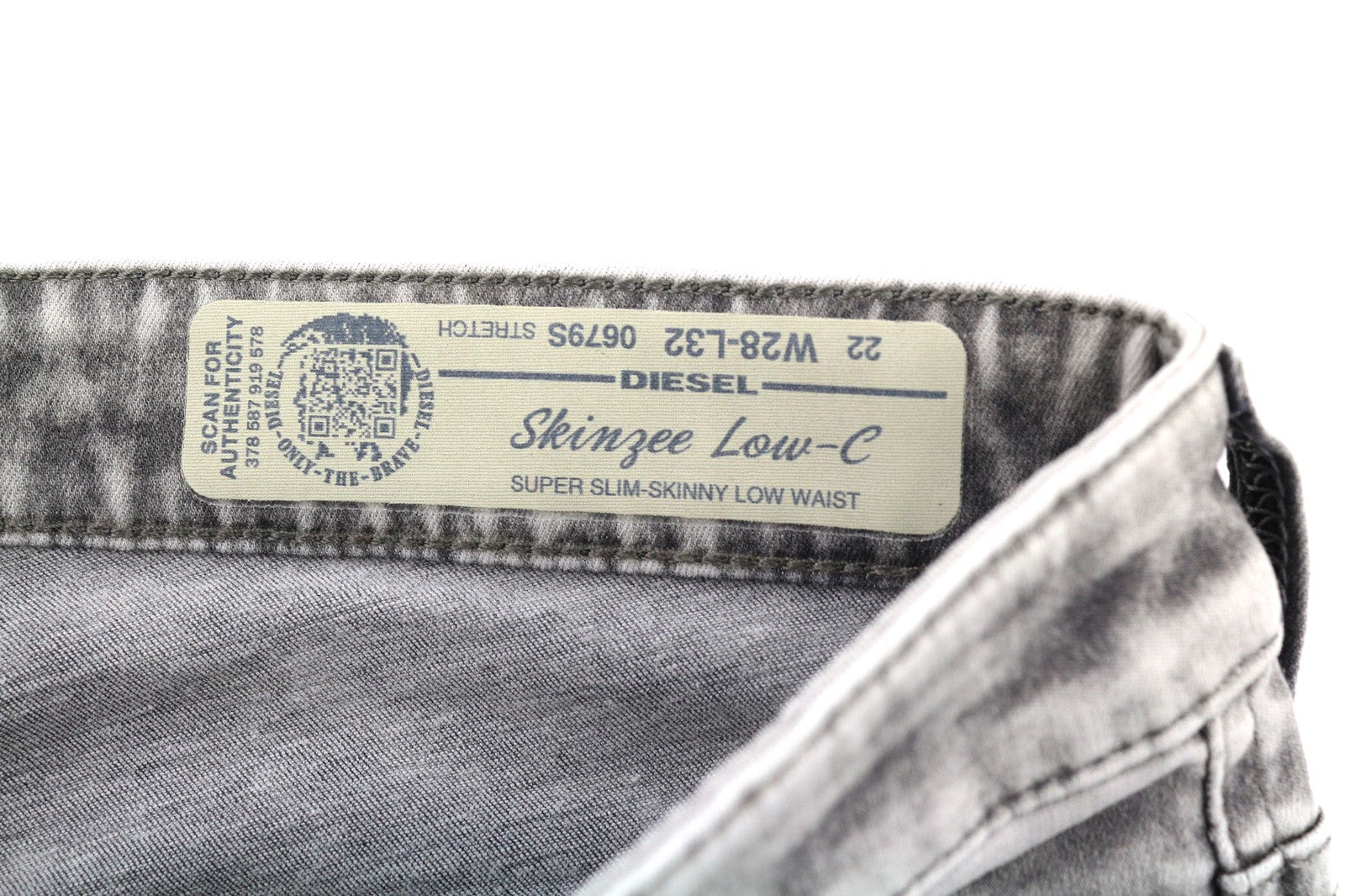 DIESEL Skinzee Low-C 0679S Womens Jeans W28/L32 Slim Skinny Grey Stretch RRP€200