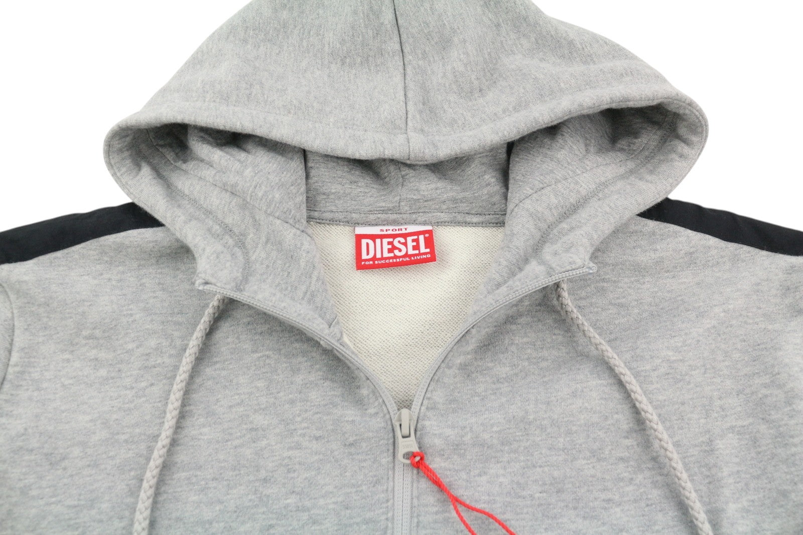 DIESEL Amst-Coarll-Wt24 Men Hoodie L Sport 55DSL Half Zip Melange Grey RRP€175