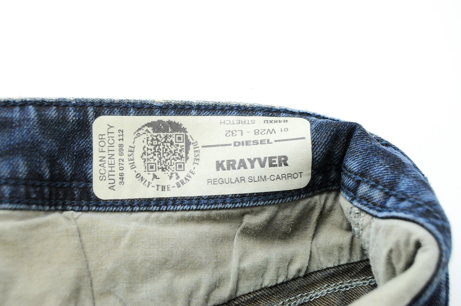 DIESEL Krayver R48XU Men Jeans W28/L32 Ripped Slim Carrot Fit Stretch Denim
