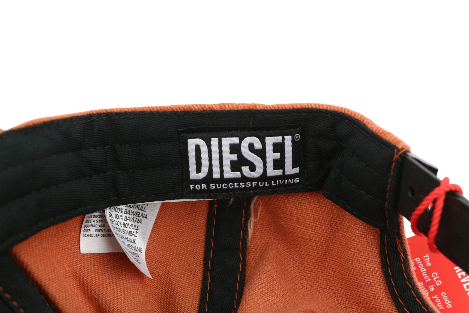 DIESEL C-Syom Men Cap OS Mid Orange Baseball Embroidered Logo Cotton Logo Unisex